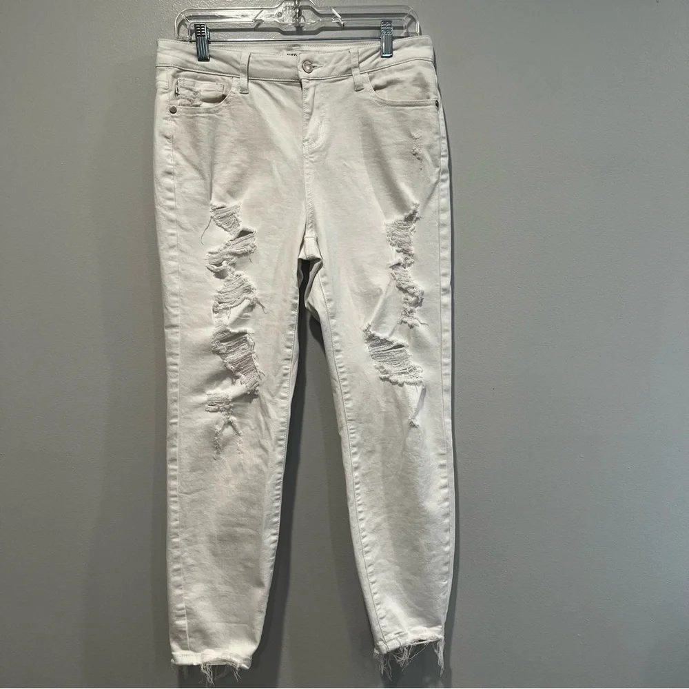 Judy Blue Jeans Women Size 9/29 White Denim High Rise Skinny Fit Distressed